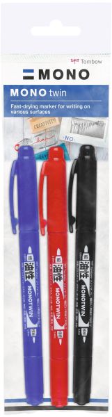 Tombow mono twin zeichen-marker os-tme-3p set 3 stück - Tombow-os-tme-3p-4003198111318
