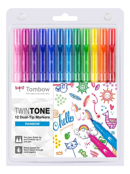 Tombow fasermaler twintone marker ws-pk-12p-3 rainbow 12-tlg. - Tombow-ws-pk-12p-3-4003198142664