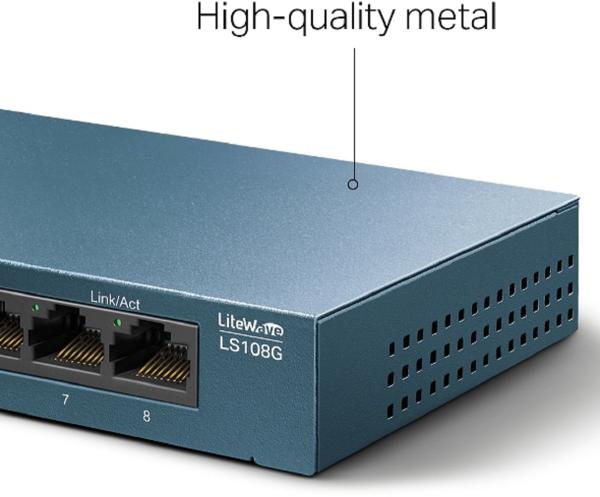 Tp-link litewave 8-port switch ls108g 8gb rj45 ports, steel case - Tp-link-ls108g-6935364085452-07.jpg