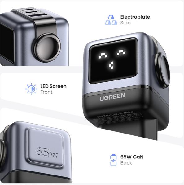 Ugreen nexode rg 65w 3-port gan 25685b 2x usb-c,1xusb-a, black - Ugreen-25685b-6941876236688-05.jpg