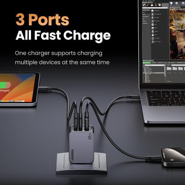 Ugreen usb wallcharger nexode pro 25871 65w usb-a+c,pd,gan w.cable - Ugreen-25871-6941876228713-04.jpg