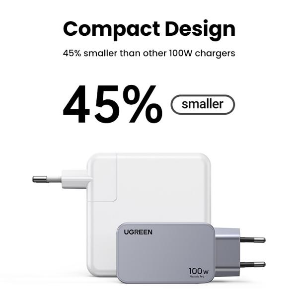 Ugreen usb wallcharger nexode pro 25874 100w, 3-port,pd,gan w.cable - Ugreen-25874-6941876228744-04.jpg