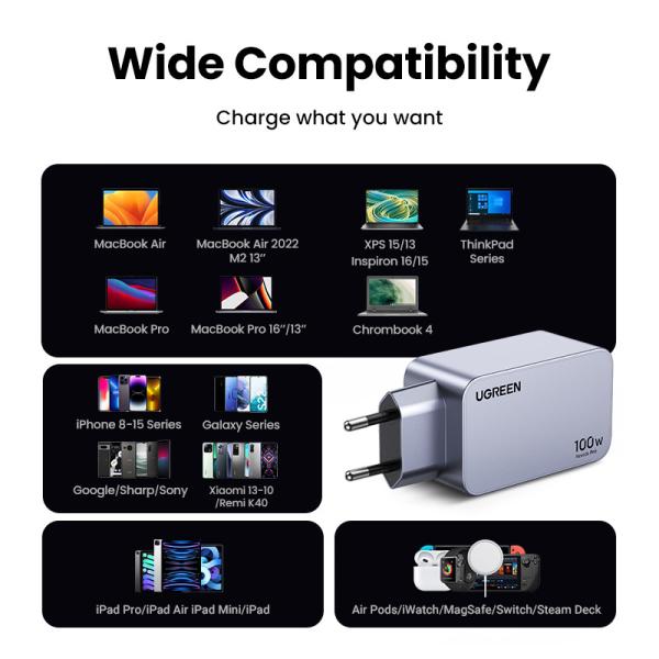 Ugreen usb wallcharger nexode pro 25874 100w, 3-port,pd,gan w.cable - Ugreen-25874-6941876228744-06.jpg