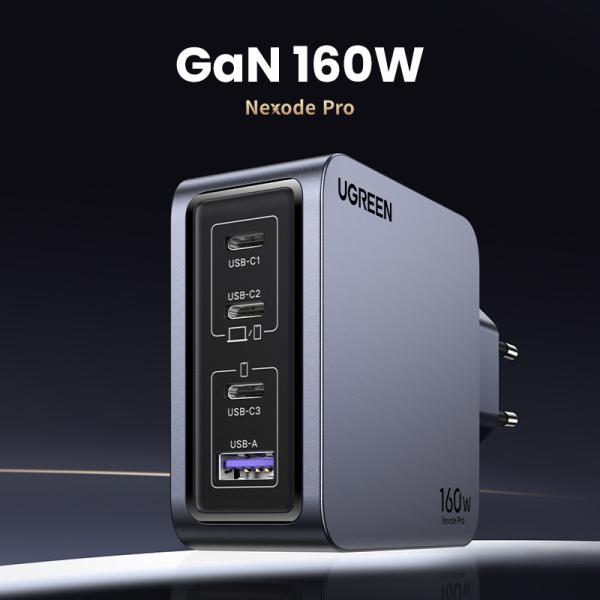 Ugreen usb wallcharger nexode pro 25877 160w, 4-port,pd,gan w.cable - Ugreen-25877-6941876228775-06.jpg