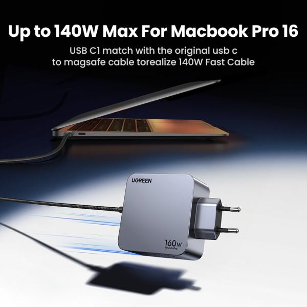 Ugreen usb wallcharger nexode pro 25877 160w, 4-port,pd,gan w.cable - Ugreen-25877-6941876228775-07.jpg