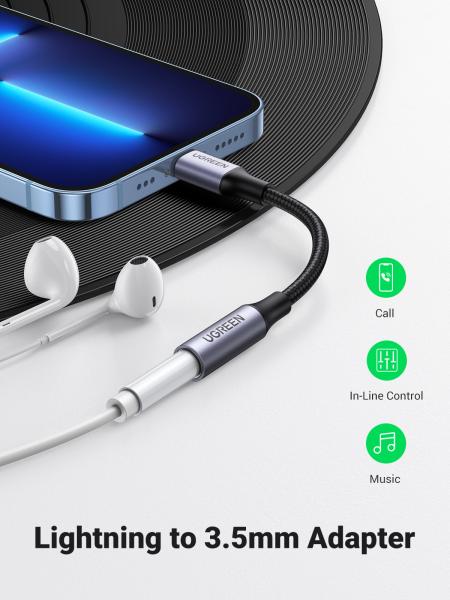 Ugreen lightning to 3.5mm headphone 30756 jack adapter 10cm, grey - Ugreen-30756-6957303837564-04.jpg