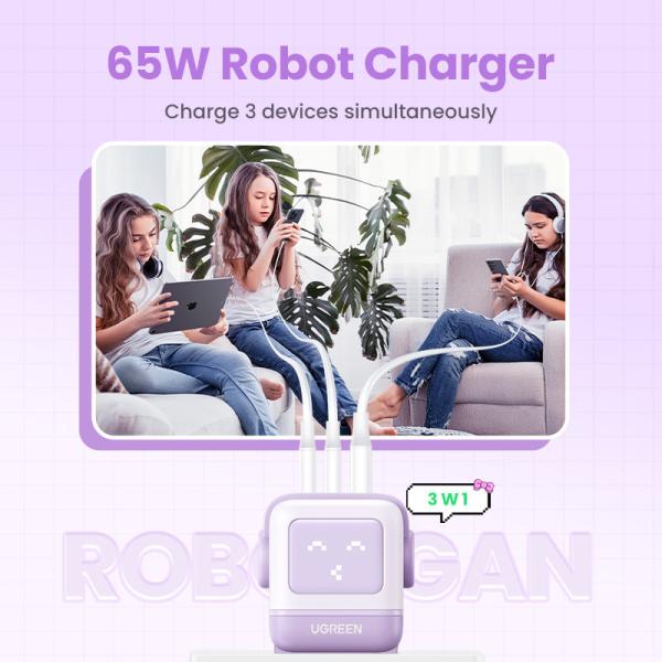 Ugreen nexode rg 65w 3-port gan 35291 2x usb-c,1xusb-a, purple - Ugreen-35291-6941876232918-05.jpg