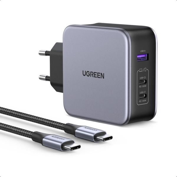 Ugreen usb wallcharger nexode 140w 90549 bundle,gan,usb-a+c,1.5m cable - Ugreen-90549-6957303895496