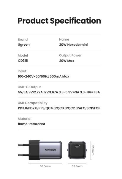 Ugreen usb c wallcharger nexode 90664 mini,20w,pd gan, black - Ugreen-90664-6957303896646-05.jpg