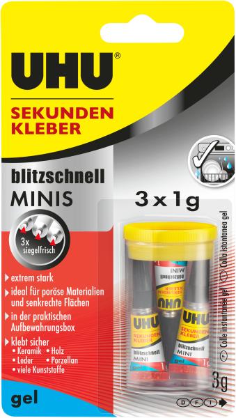 Uhu sekundenkleber 33155 gel, minis 3 x 1g - Uhu-33155-4026700331554