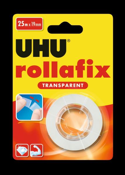 Uhu kleberoller rollafix 25mx19mm 36965 dipsenser transparent - Uhu-36965-4026700369656