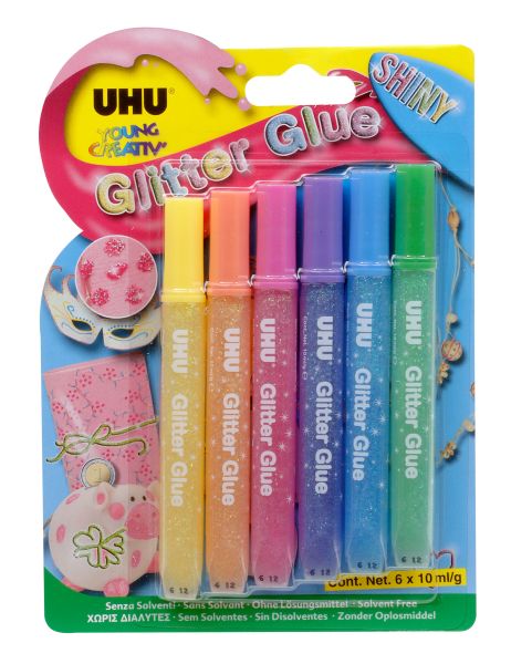 Uhu glitter glue shiny 39110 6 stück - Uhu-39110-4026700391107
