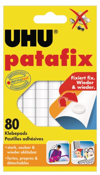 Uhu patafix klebepads 9.5x17mm 48810 weiss, non-permanent 80 stk. - Uhu-48810-4026700488104
