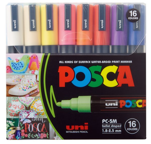 Uni-ball marker posca 1.8-2.5mm pc-5m 16c 16 farben ass. - Uni-ball-pc-5m-16c-4902778246108