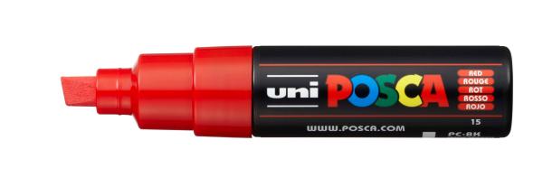 Uni-ball posca marker 8mm pc-8k red rot, keilspitze - Uni-ball-pc-8k-red-4902778916476-02.jpg