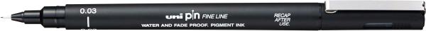 Uni-ball fineliner pin 0.03mm pin003-200(s) black schwarz - Uni-ball-pin003-200s-black-4902778230817