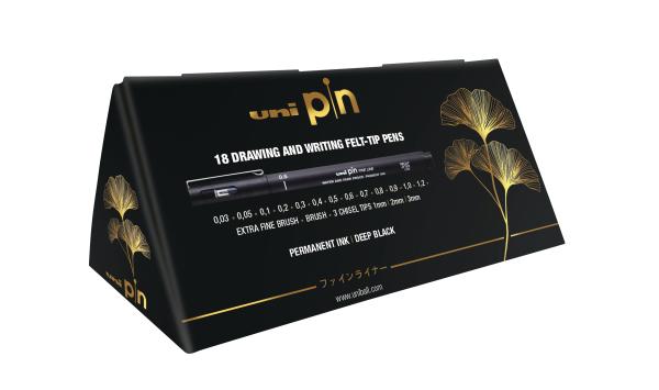 Uni-ball fineliner pin pin200.18p schwarz 18 stück - Uni-ball-pin20018p-3296280048666