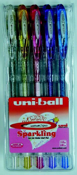 Uni-ball signo sparkling 1mm um-120sp.5c 5 farben etui - Uni-ball-um-120sp5c-7640125730098