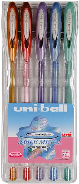 Uni-ball signo noble metal 0.8mm um120nm.5c 5 farben etui - Uni-ball-um120nm5c-7640125730081