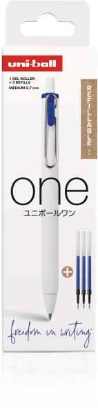 Uni-ball gel-roller one 0.7mm umns/07/1+3r blau - Uni-ball-umns-07-13r-3296280047577