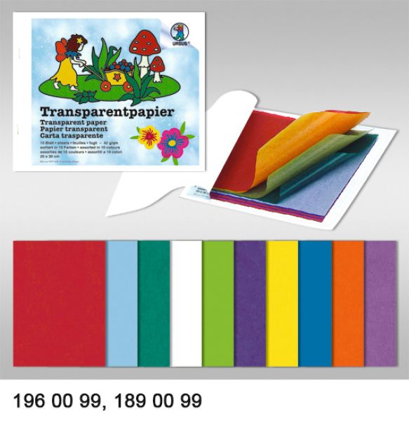 Ursus transparentpapier 14×24cm 1960099 42g, 10 farben ass. - Ursus-1960099-4008525724933