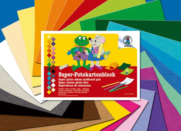 Ursus fotokarton 24x34cm 3760000 25 farben ass. 25 blatt - Ursus-3760000-4008525184317