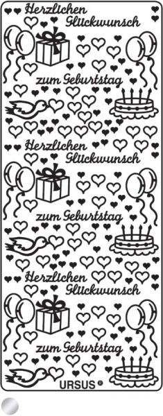 Ursus kreativ sticker 59110009 herzlichen glückwunsch silber - Ursus-59110009-4008525646488