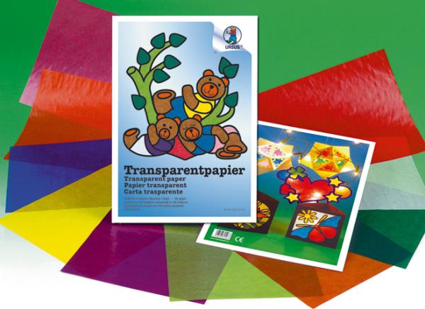 Ursus transparentpapier 23x33cm 8230099f 42g, 10 farben ass. 10 blatt - Ursus-8230099f-4008525251552