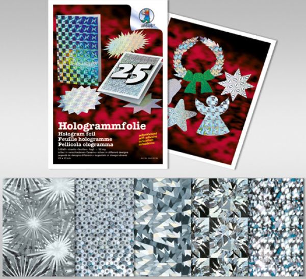 Ursus hologrammfolie 23x33cm 8440099 50my, silber 5 blatt - Ursus-8440099-4008525256052