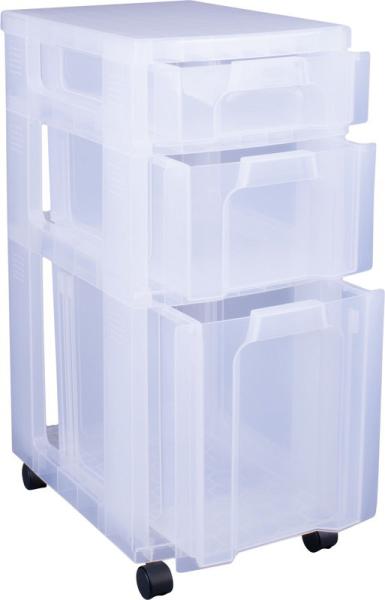 Usefulbox aufbewahrungsbox 30x42x69cm 68508700 3 schubladen, transparent - Usefulbox-68508700-5060231633571