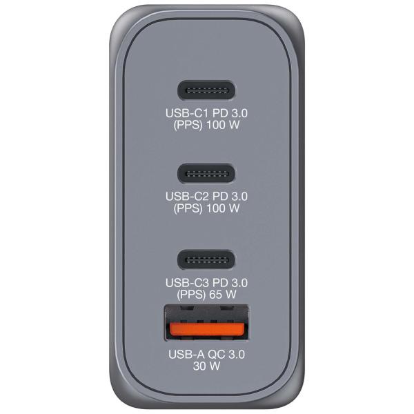 Verbatim charger 100w gan grey 32202 3xusb-c 1xusb-a +adapter uk/us - Verbatim-32202-0023942322023-03.jpg