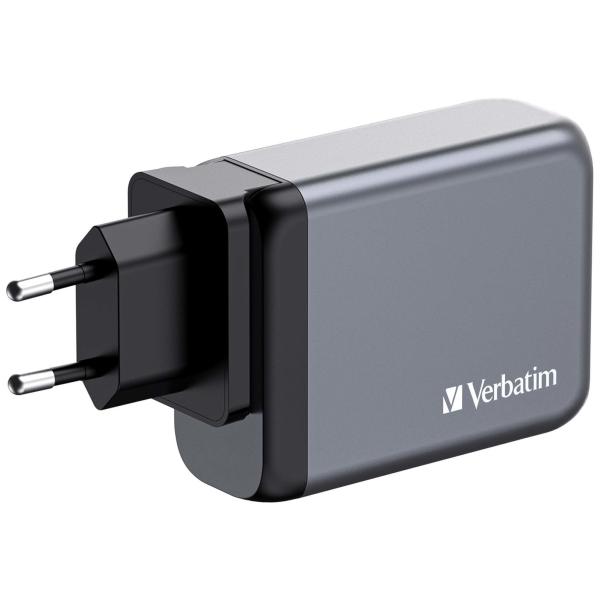 Verbatim charger 100w gan grey 32202 3xusb-c 1xusb-a +adapter uk/us - Verbatim-32202-0023942322023-04.jpg