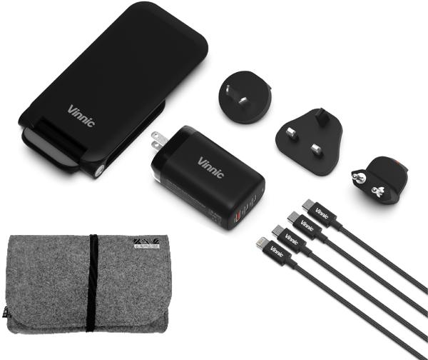 Vinnic trivor 4-in-1 vptk-4igtk global travel kit, black - Vinnic-vptk-4igtk-4898338015706