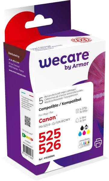 Wecare multi rebuilt 525/526 bkcmy cli-526packwe z.canon pixma ip 4850 19/4x9ml - Wecare-cli-526packwe-8715057210235