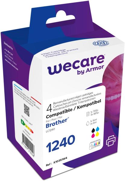 WECARE Multipack rebuilt CMYBK LC-1220VALWE z.Brother DCP-J525W 16/3x8ml