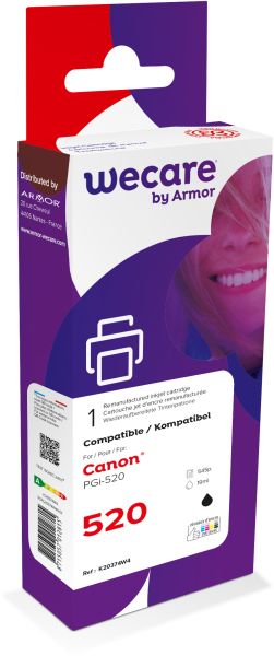 Wecare tinte rebuilt schwarz pgi-520bkwe zu canon pixma mp 980 19ml - Wecare-pgi-520bkwe-8715057012815