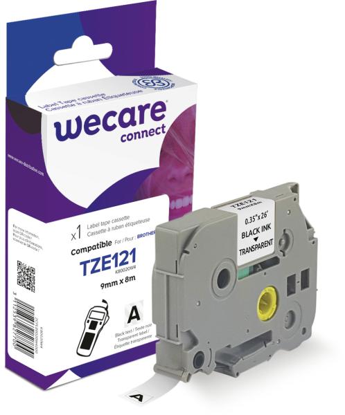 Wecare band, laminiert schwarz/klar tze-121we ersetzt ptouch tze-121 9mm - Wecare-tze-121we-3112539827700