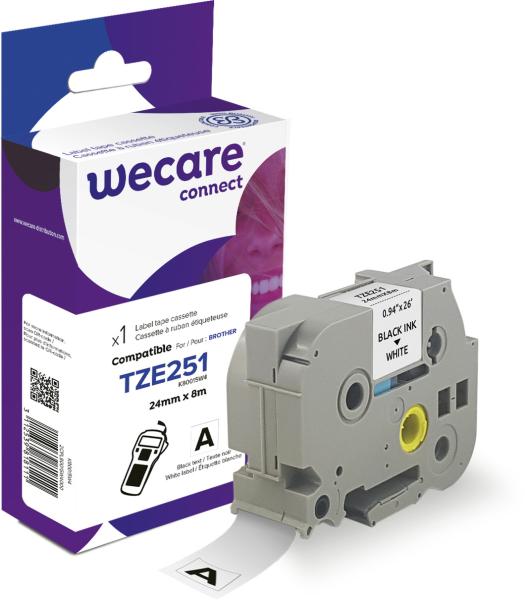 Wecare band, laminiert schwarz/weiss tze-251we ersetzt ptouch tze-251 24mm - Wecare-tze-251we-3112539818111