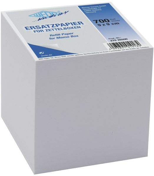 Wedo ersatzzettel 9x9cm 27026500 lose 700bl. weiss - Wedo-27026500-4003801010182