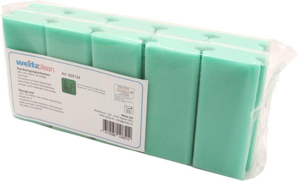 Weitaclean padschwamm 150x70x43mm 5028026 grün, kratzfrei 10 stück - Weitaclean-5028026-7610588108512