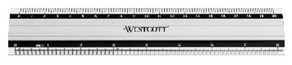 Westcott aluminium lineal e-1019000 cm/inch skala - Westcott-e-1019000-4027521513600