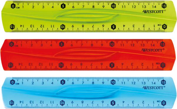 Westcott lineal, flexibel e-10220 00 15cm blau/rot/grün - Westcott-e-10220-00-4027521515062