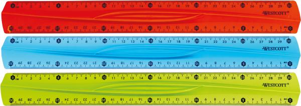 Westcott lineal, flexibel e-10222 00 30cm blau/rot/grün - Westcott-e-10222-00-4027521515079
