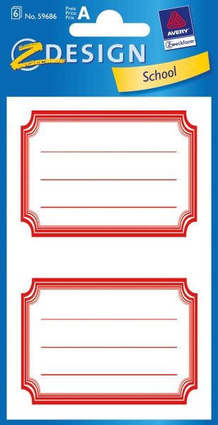 Z-design sticker school 59686 namen-etiketten 6 stück - Z-design-59686-4004182596869
