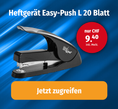 BÜROLINE Heftgerät Easy-Push L schwarz 20 Blatt