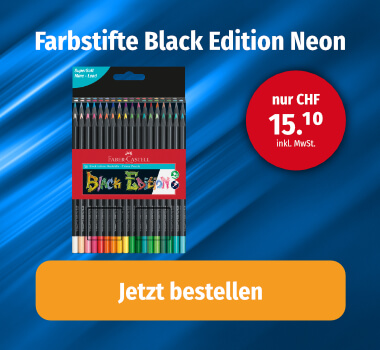 FABER-CASTELL Farbstifte Black Edition 116436 neon Farben ass. 36 Stück