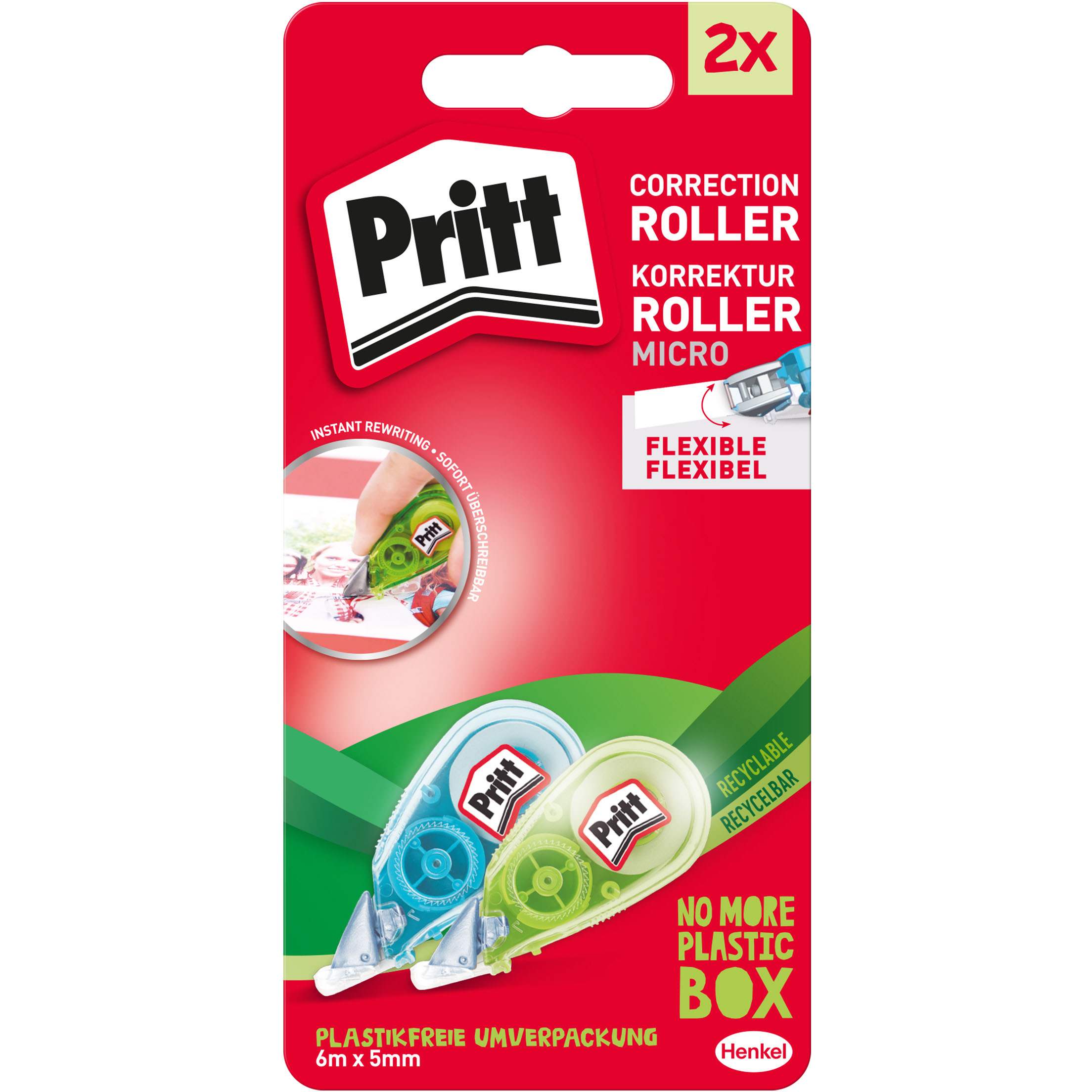 PRITT Korrekturroller 5mmx6m PRKM2 Micro Rolly 2 Stück