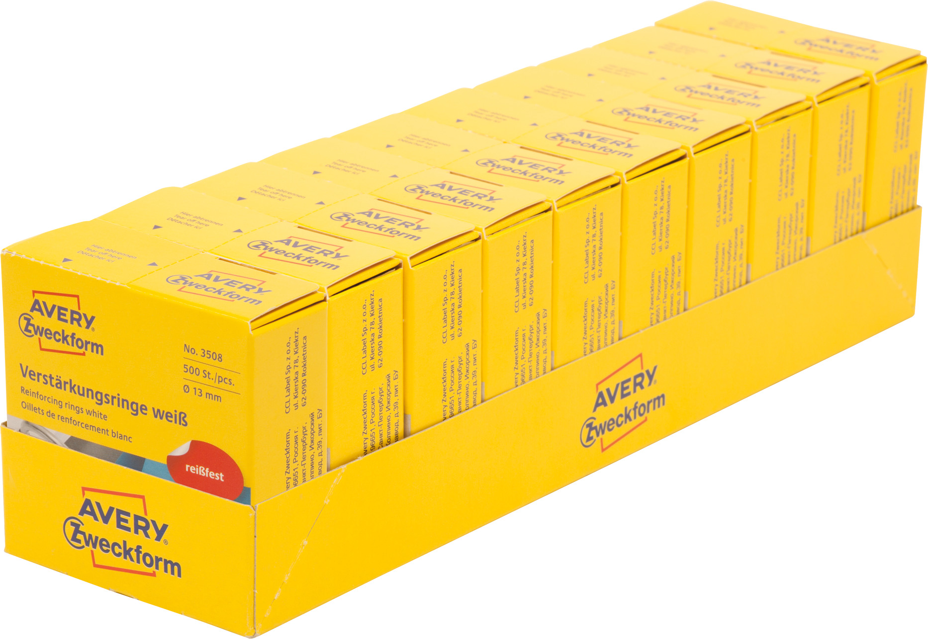 AVERY ZWECKFORM Verstärkungsringe 13mm weiss 3508 500 Stück