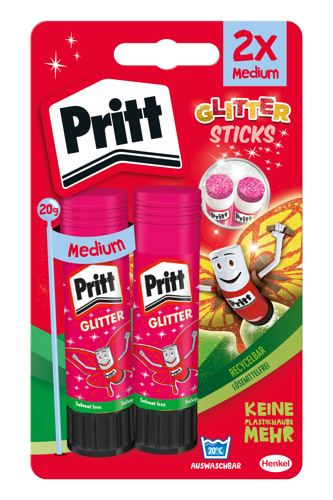PRITT Klebestift Glitter 2x20g 45-900-244 pink