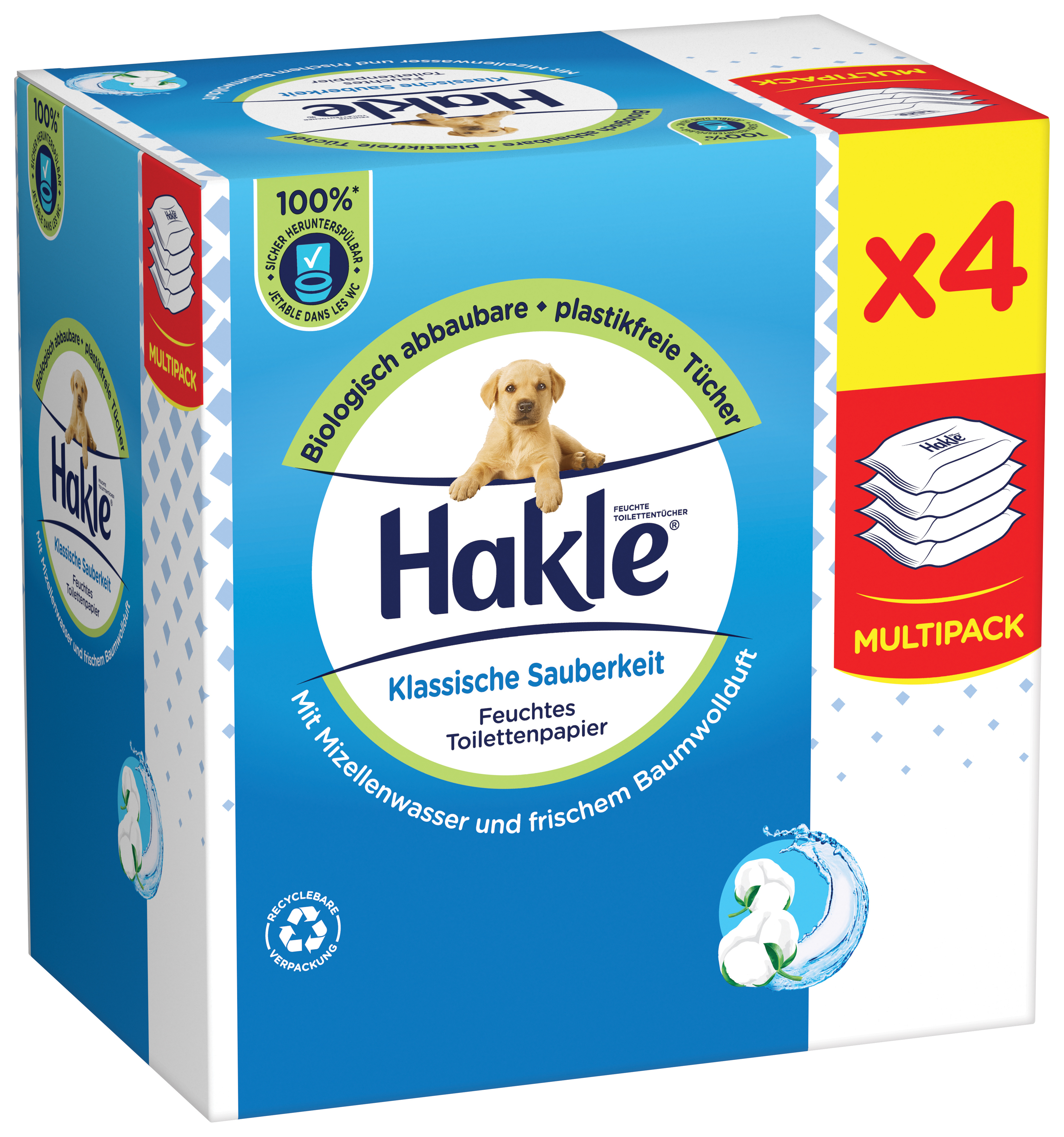 HAKLE Feuchtes Toilettenpapier 4516892 klassische Sauberkeit 4x42Stk.